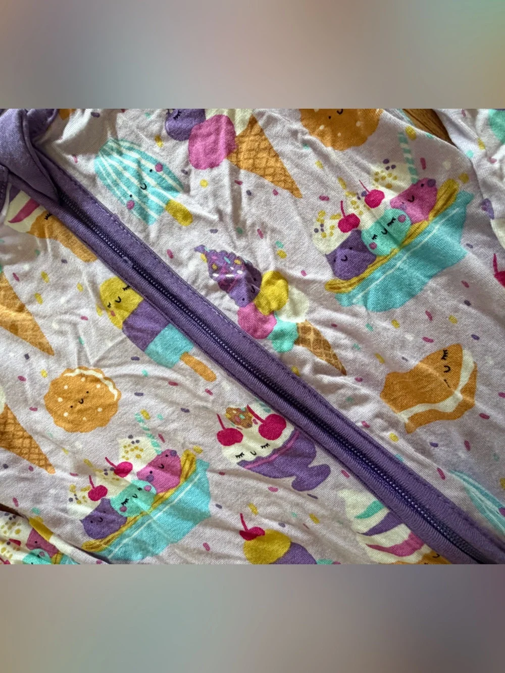 Little Sleepies Purple ice cream zippy girls 18-24